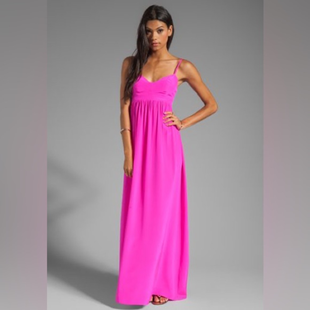 Amanda Uprichard Hot Pink Silk Maxi Dress